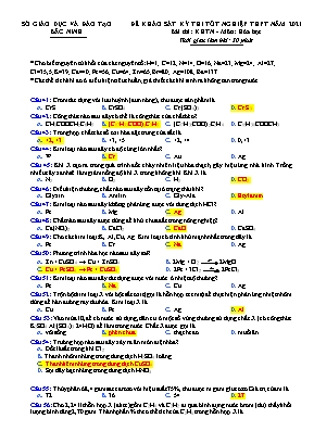 Đề khảo sát kỳ thi Tốt nghiệp THPT môn Hóa học - Năm học 2021 - Sở giáo dục và đào tạo Bắc Ninh (Có đáp án)
